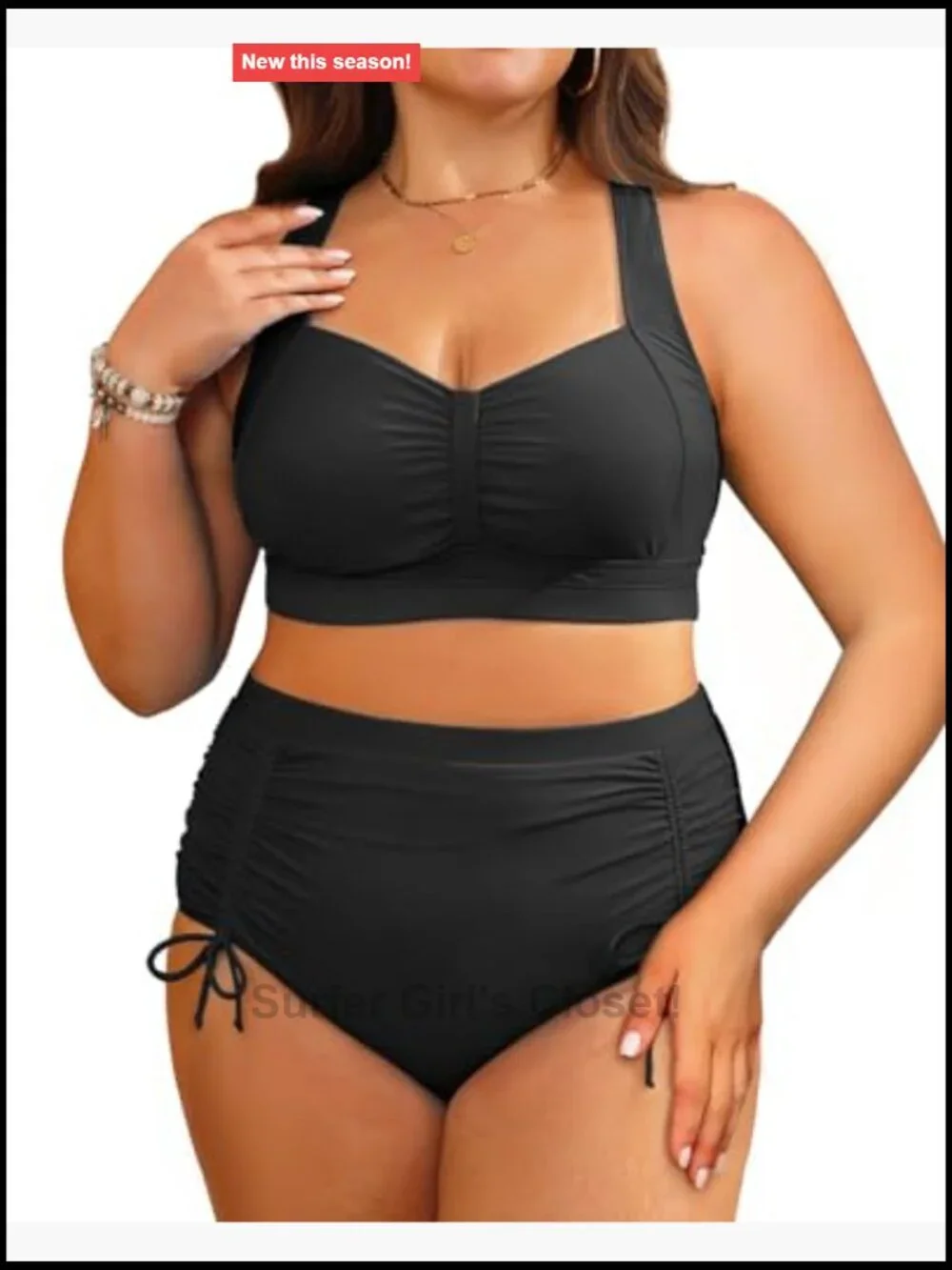 Plus Size High Waisted Bikini Set Tummy Control Ruched Bottom Two Piece Swimwear